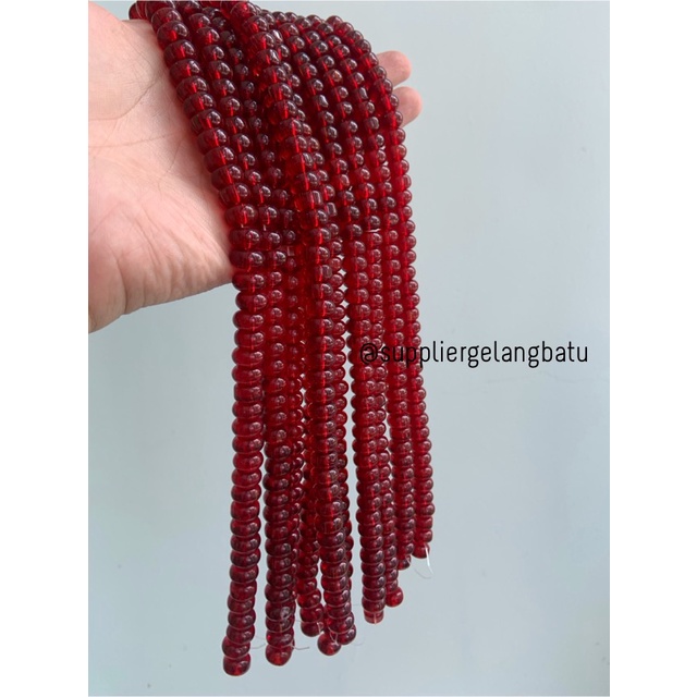 batu rondelle SOFT RED quartz Beads 8 x 12mm spacer pembatas tasbih bahan tasbih tangan kalung spacer pipih donat muslim sholat