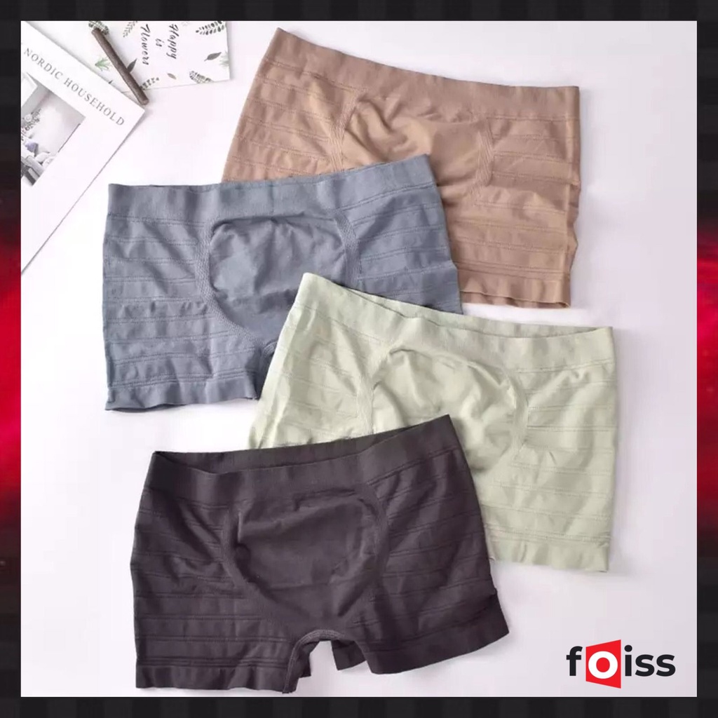 ✅𝐅𝐎𝐈𝐒𝐒® Celana Dalam Pria Elastis CD Boxer Nyaman Bergaris 1244