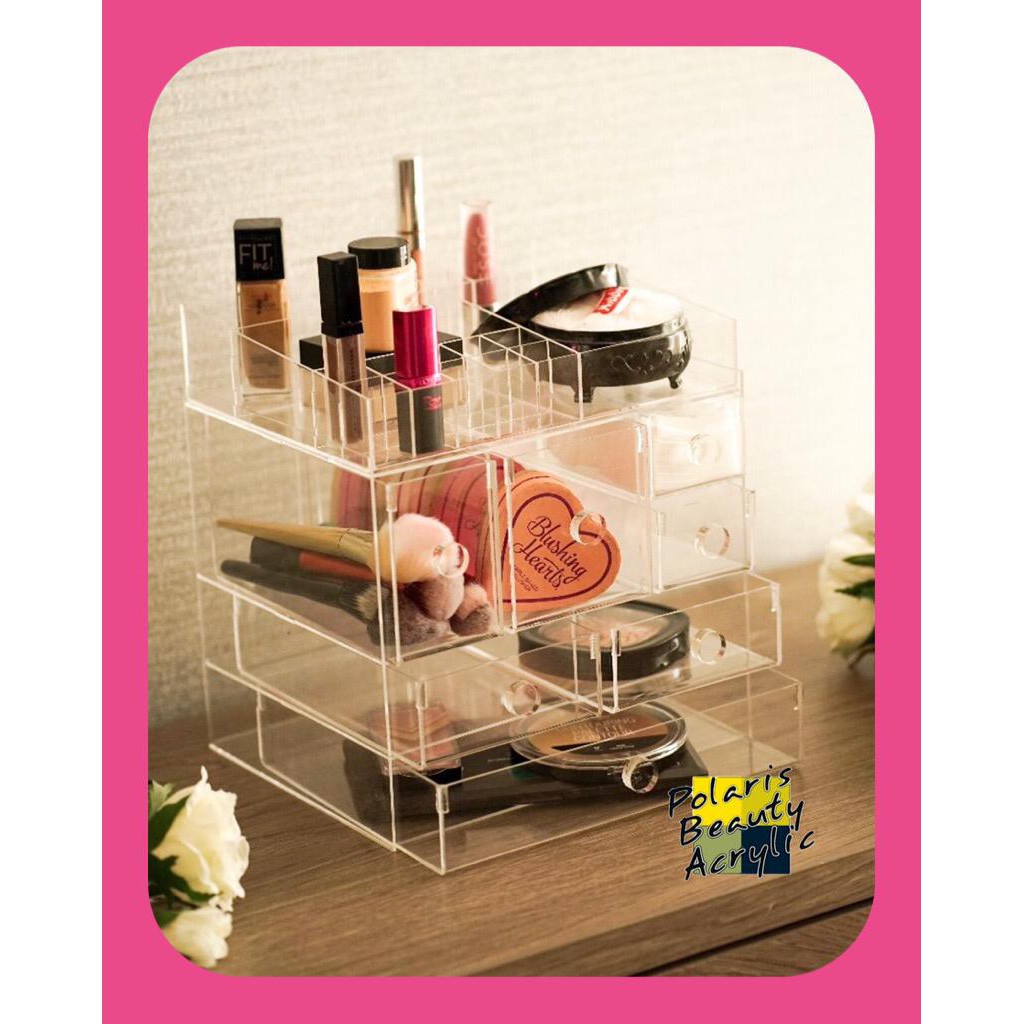 RAK KOSMETIK ACRYLIC-TEMPAT MAKEUP AKRILIK-BEAUTY CASE AKRILIK-LUXE