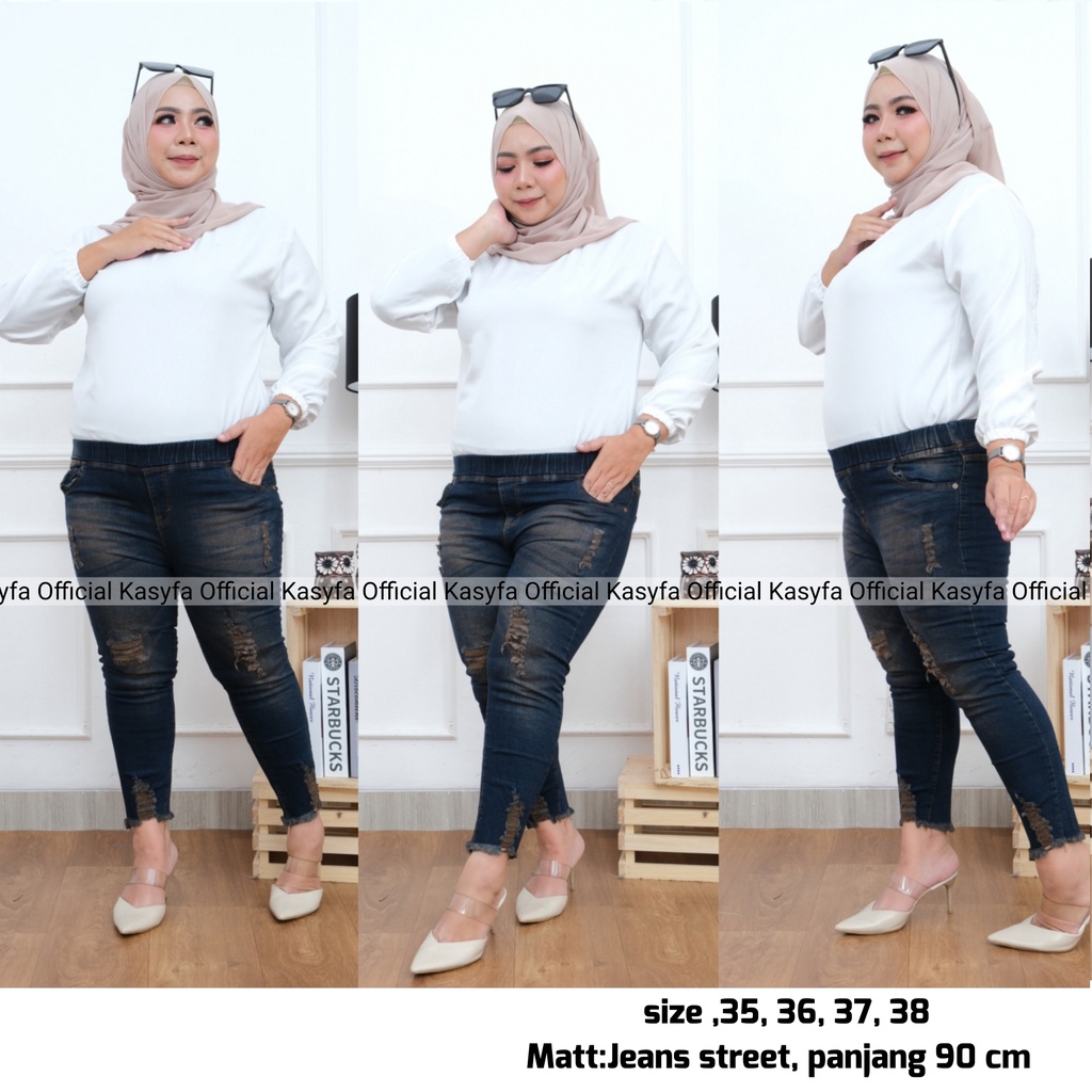 KHAYSA JUMBO JEGGING JEANS 7/9 RIPPED // KHAYSA JEANS LEGGING SOBEK SIZE (35-38)