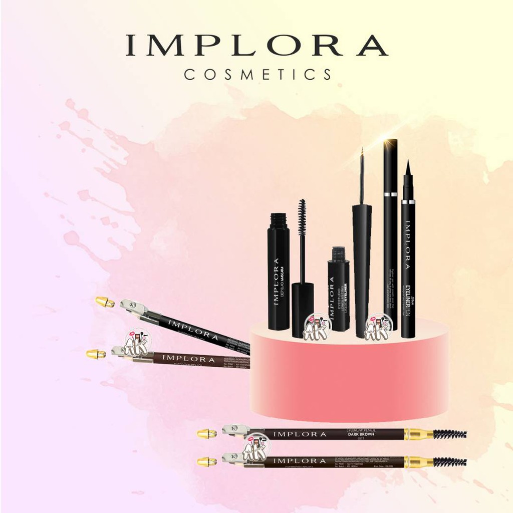 Implora Eyeliner Pen, Eyeliner Liquid, Mascara Deep black,Pensil Alis bpom