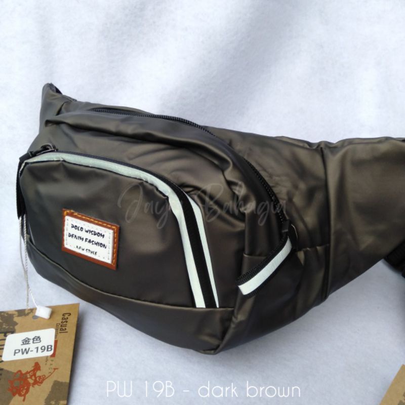 Waistbag Polo Wisdom Bahan Micro Waterproof Tas Pinggang Pria Import