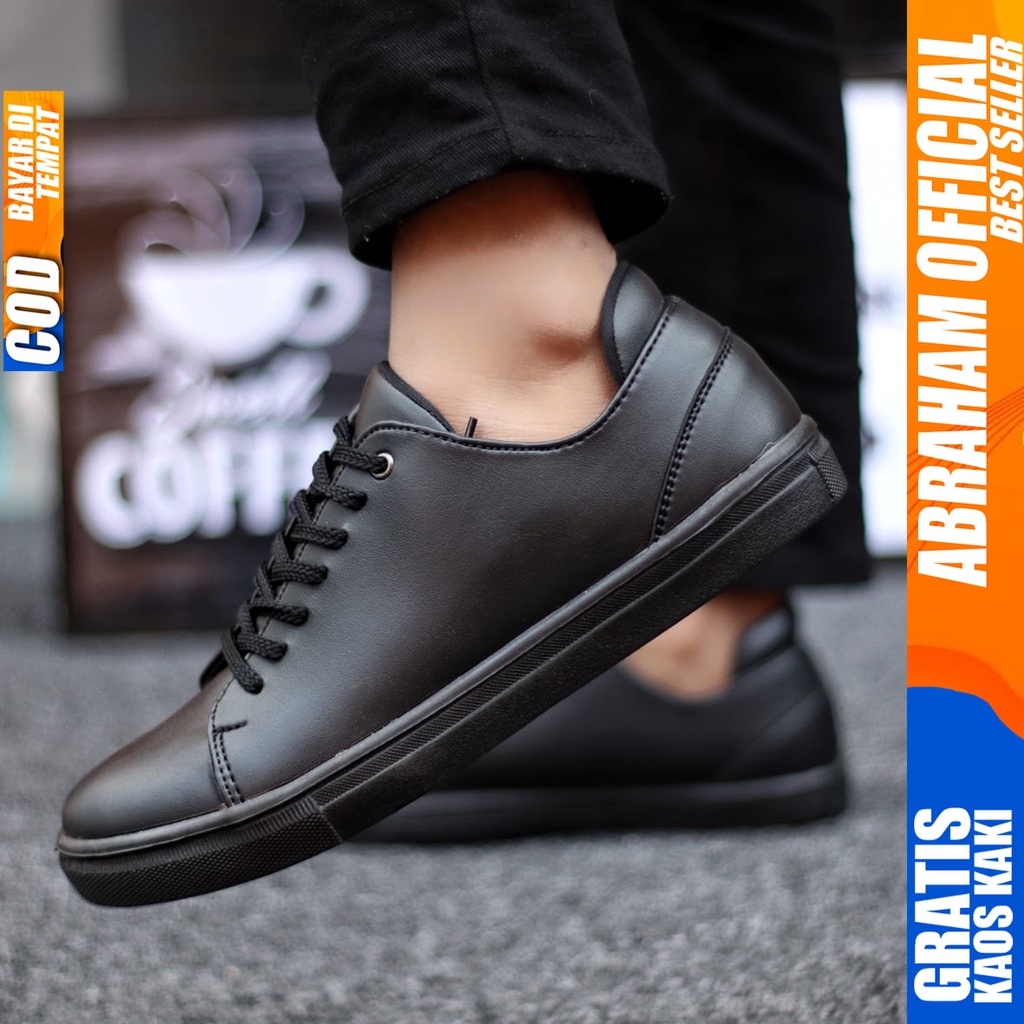 Abraham Troy - Sepatu Casual Sneakers Pria Kerja Santai Hitam