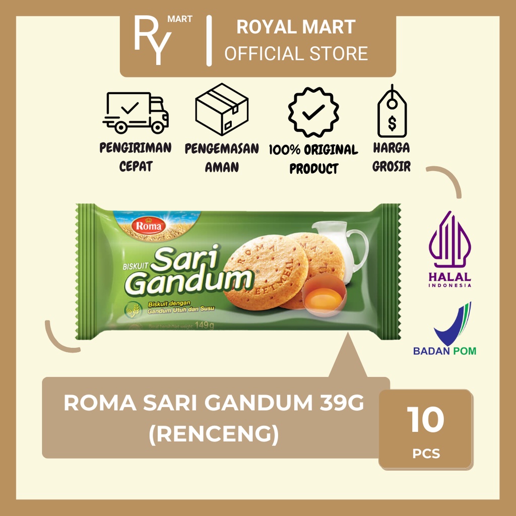 

Roma Sari Gandum Biskuit Renceng 39g x 10's