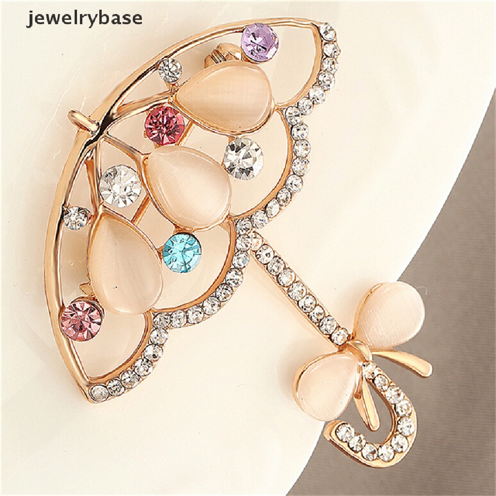 Bros Bentuk Payung Aksen Opal Dan Berlian Imitasi Gaya Korea Untuk Wanita