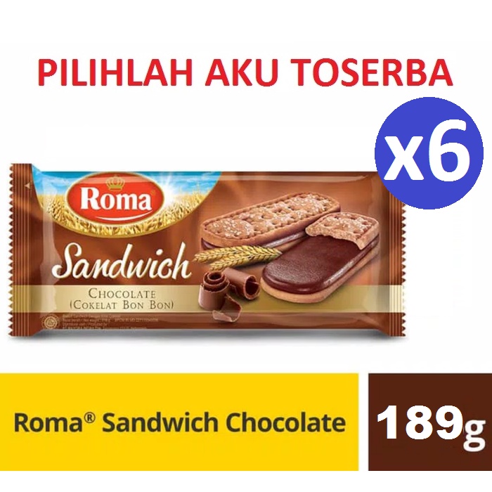 ROMA SANDWICH CHOCOLATE 189 gr - ( HARGA PAKET ISI 6 PACK )