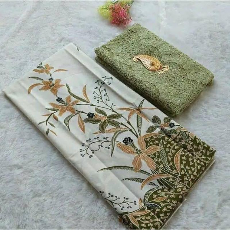 BEST SELLER KAIN BATIK HALUS UNGGUL JAYA HIJAU SET BURKAT