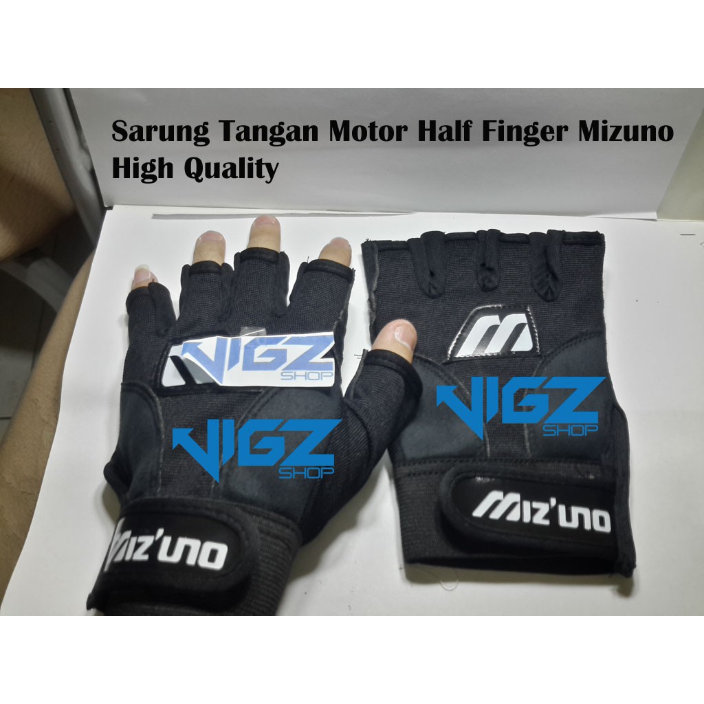 Sarung Tangan Motor Mizuno Half Finger High Quality Hitam