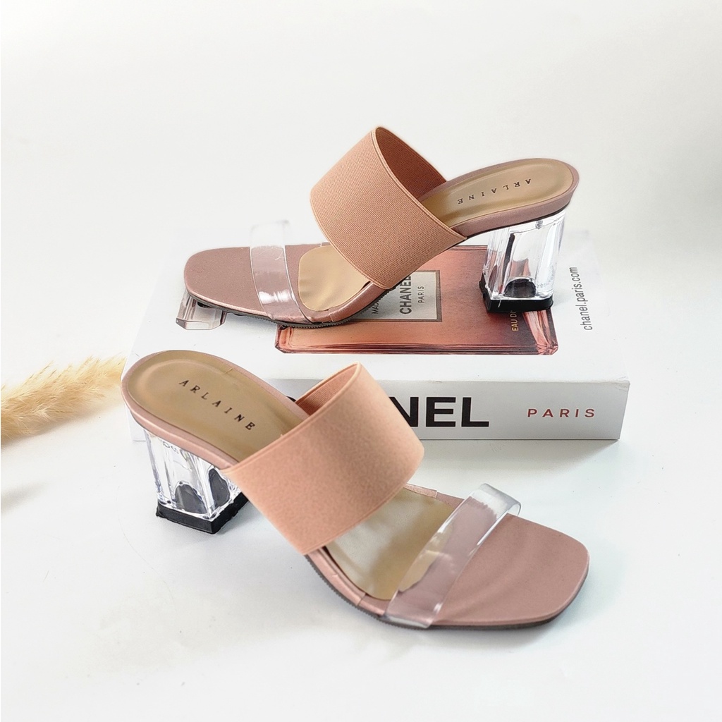 Arlaine - Giani Sandal Heels Wanita/ Heels Kaca / Heels 7cm / Heels Karet Jelly Wanita