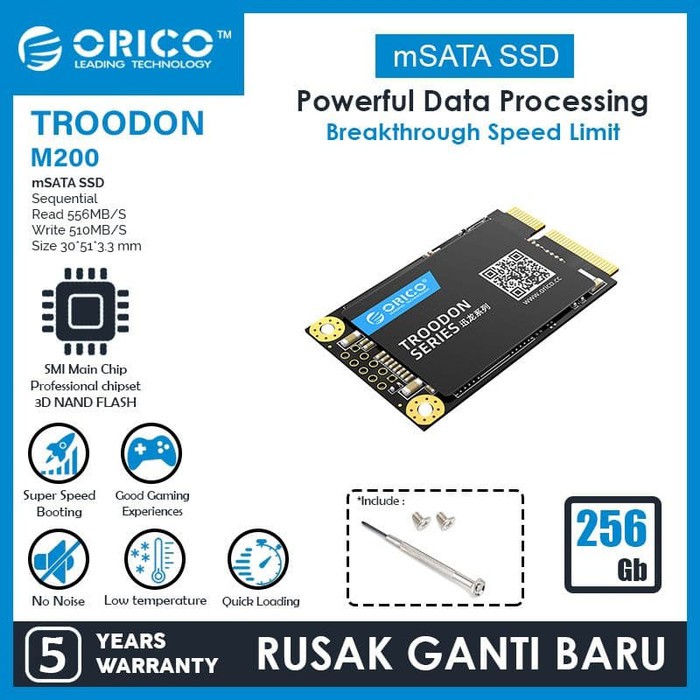 SSD mSATA orico 256gb troodon 3d nand flash TLC 6Gbps M200-256gb - M-sata Solid State Drive