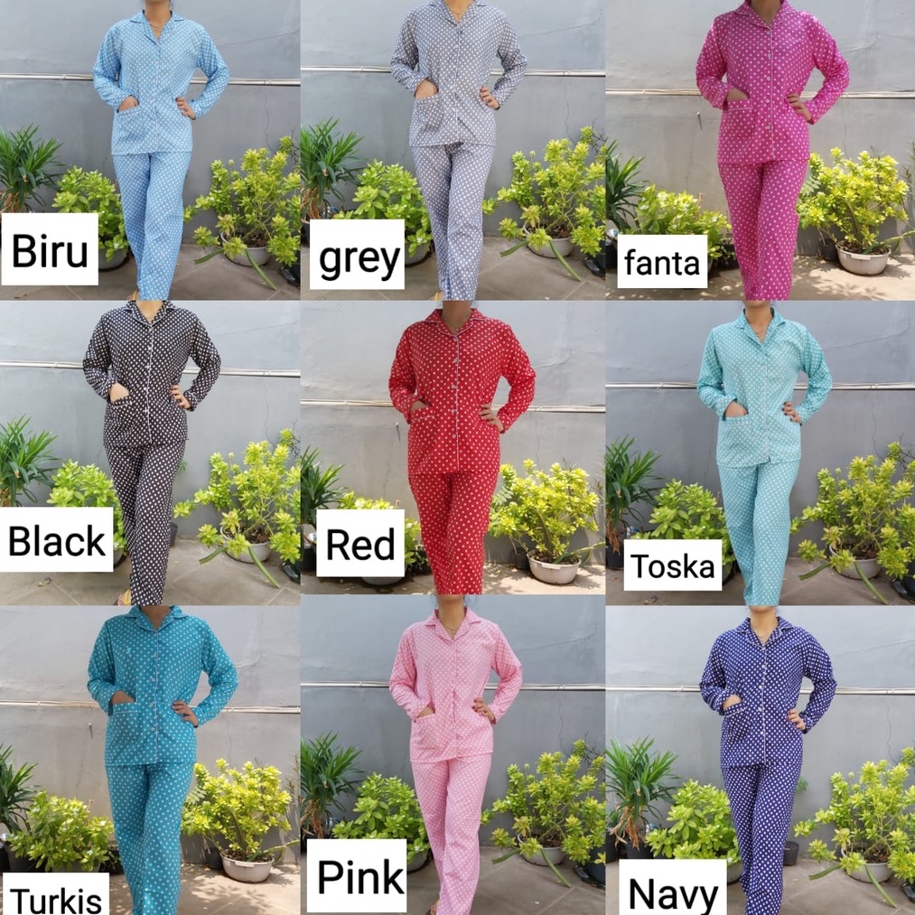 Piyama PP Dewasa Sultan / Janda Bolong / Tie Dye Katun Jepang - Fit XL-Polkadot