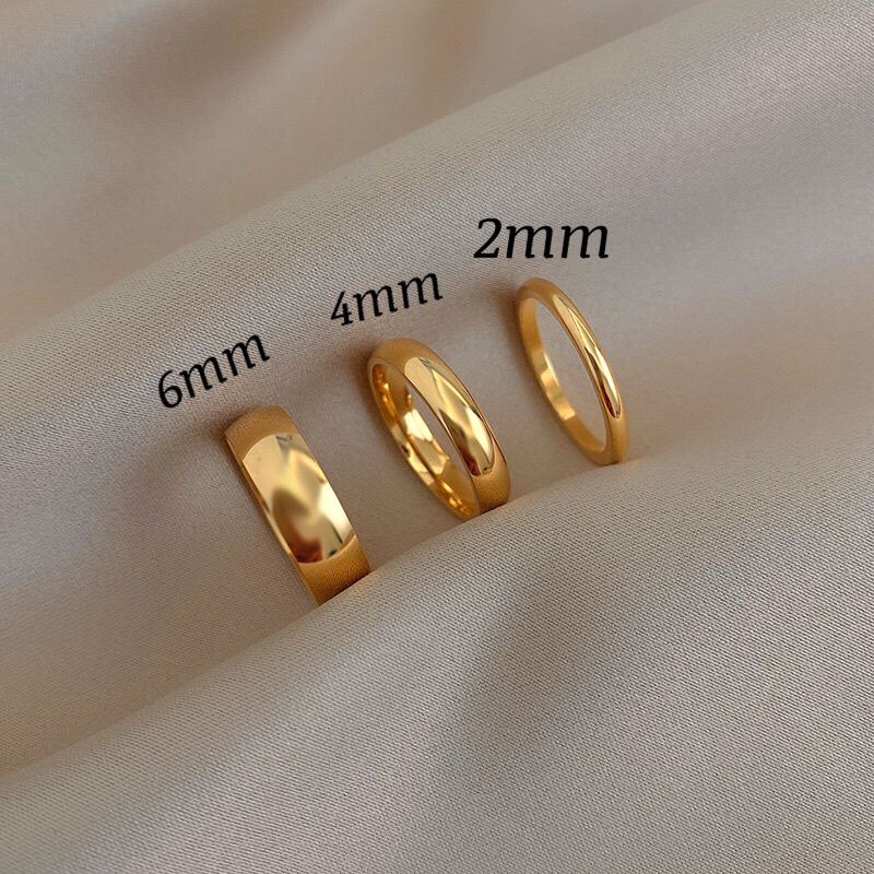 Cincin Titanium Polos Lapis Emas 18K Anti Karatan