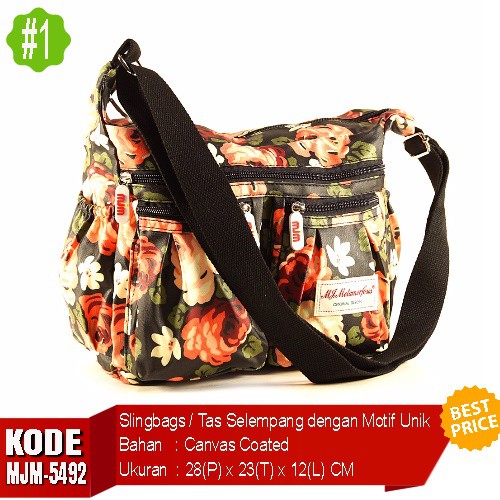 MJM - 5492 Tas Selempang Wanita, Tas Selempang Import Pocket depan dan samping