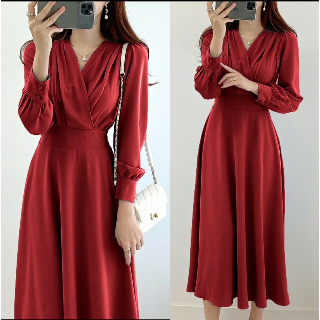 FWG - LONGDRESS GLAMOLA / DRESS WANITA CASUAL DRESS / PAKAIAN WANITA / DRESS KOREA STYLE / DRESS