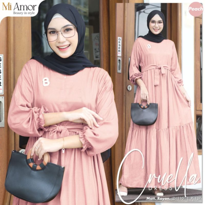 CRUELLA//MOURICE//DAVIYNA//VALLERY MIDI DRESS GAMIS MUSLIM POLOS ORIGINAL BY MI AMOR