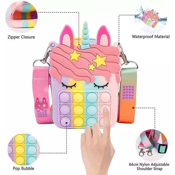 Slingbag Pop It Anak  Pop It Jelly Bag Unicorn Fashion Anak Perempuan Alibaba688