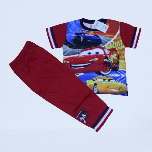 BAJU TIDUR PIYAMA ANAK  THE CARS SETELAN BAJU MC QUEEN SIZE 3-14 THN