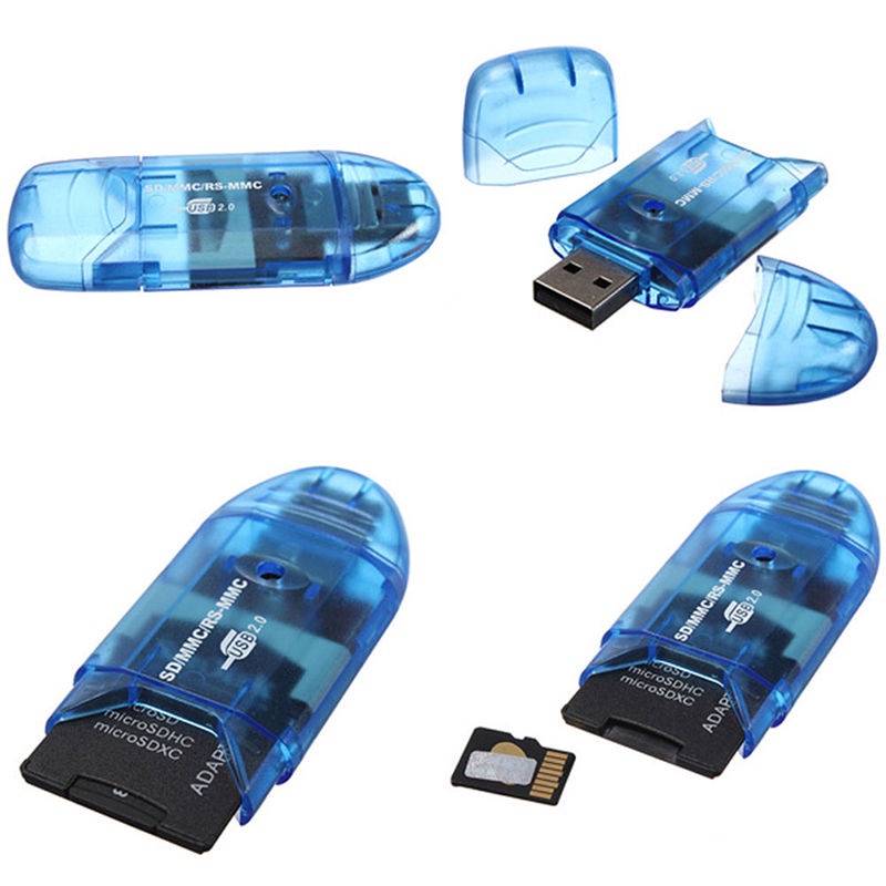 1pc Adapter Memory Card Reader Micro SD USB 2.0 Kecepatan Tinggi Warna Acak Untuk Komputer