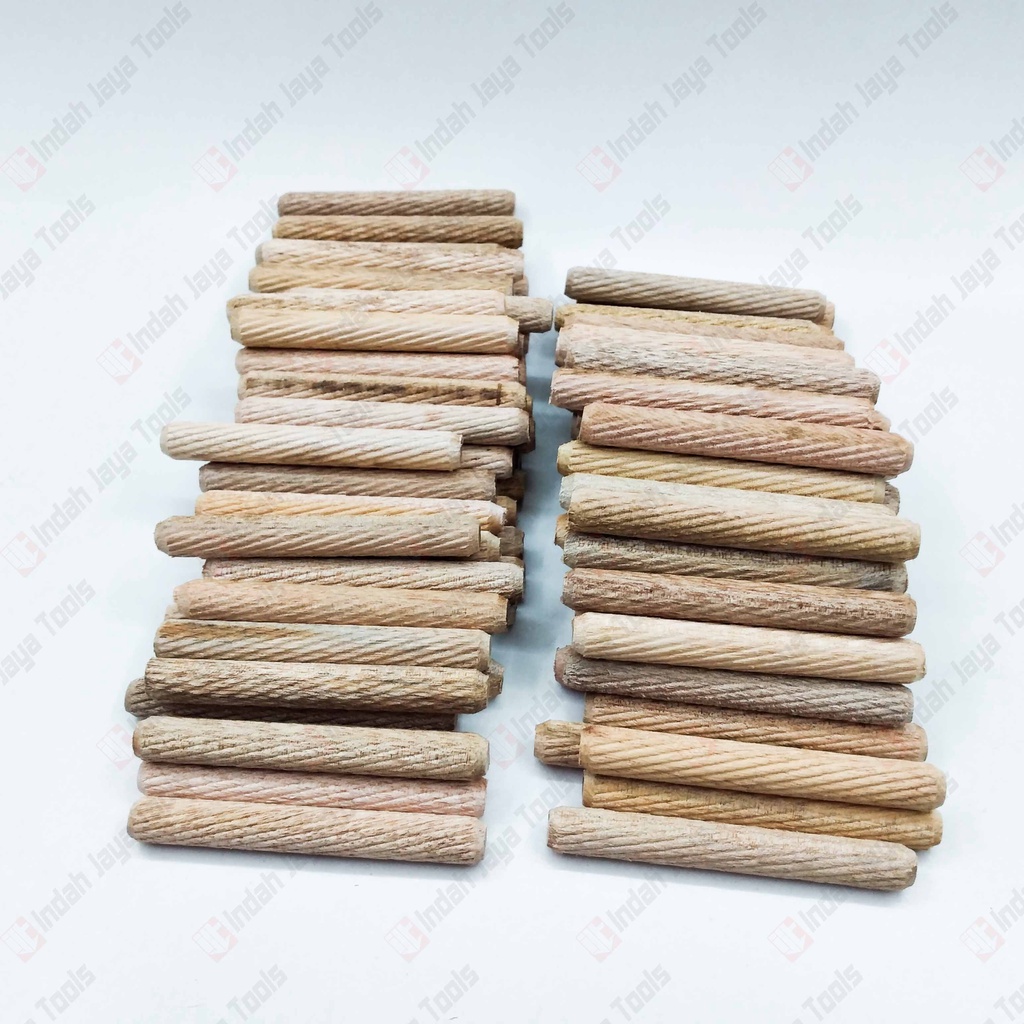 DOWEL Kayu Ulir 10 x 80 MM 100 Pcs Pen Sambungan Stik Kayu Bulat