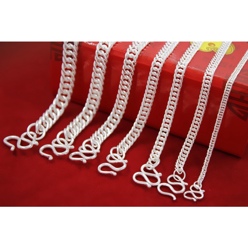 Kalung Rantai Klavikula Bahan Stainless Steel Warna Silver Untuk Pria