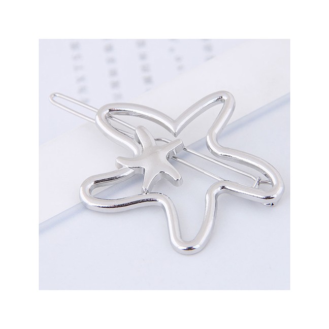 LRC Aksesoris Rambut Fashion Color Star Shape Decorated Hair Clip