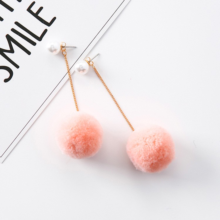 Anting Tusuk Wanita Kekinian Korea Style Model  RantaiI  Mix Bola Pompom MISS  101