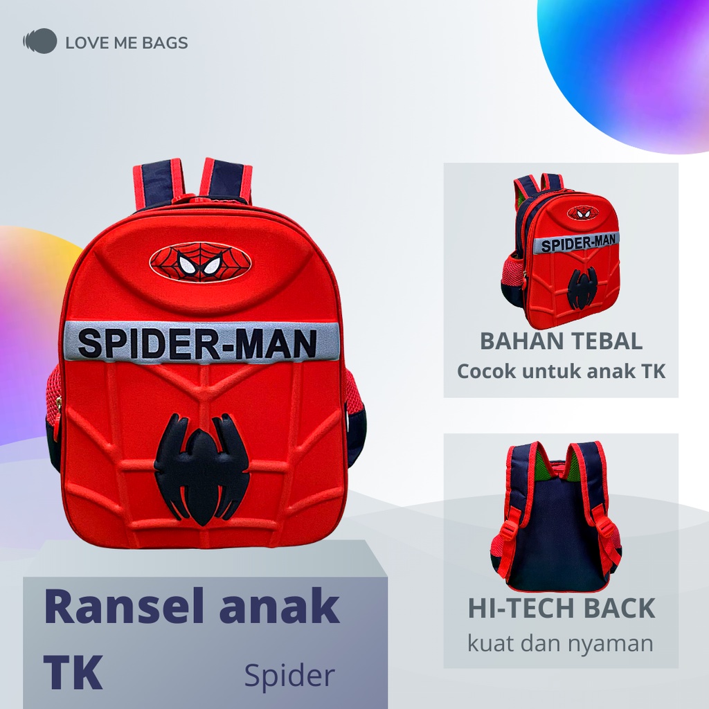 LMB Tas Sekolah Anak Laki Laki TK PAUD Premium Import Original Gambar Karakter Timbul 6D Superhero Terbaru 2022