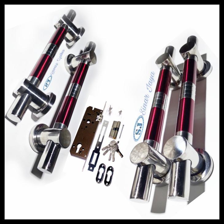 PROMO 1 SET HANDLE PINTU KUPUTARUNG MINIMALIS 60CM GAGANG PEGANGAN PINT - MERAH MARON, 60CM