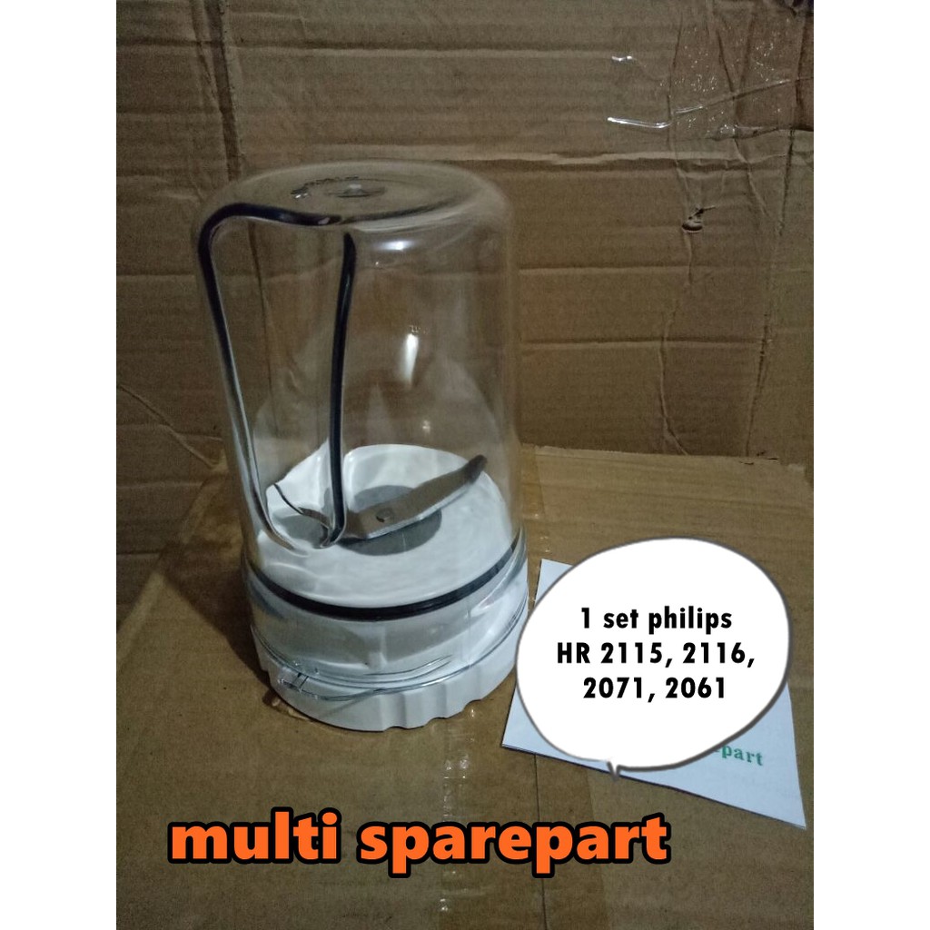 satu set / full set  pisau bumbu philips dan gelas HR 2061 , HR 2071 , HR 2115 , HR 2116