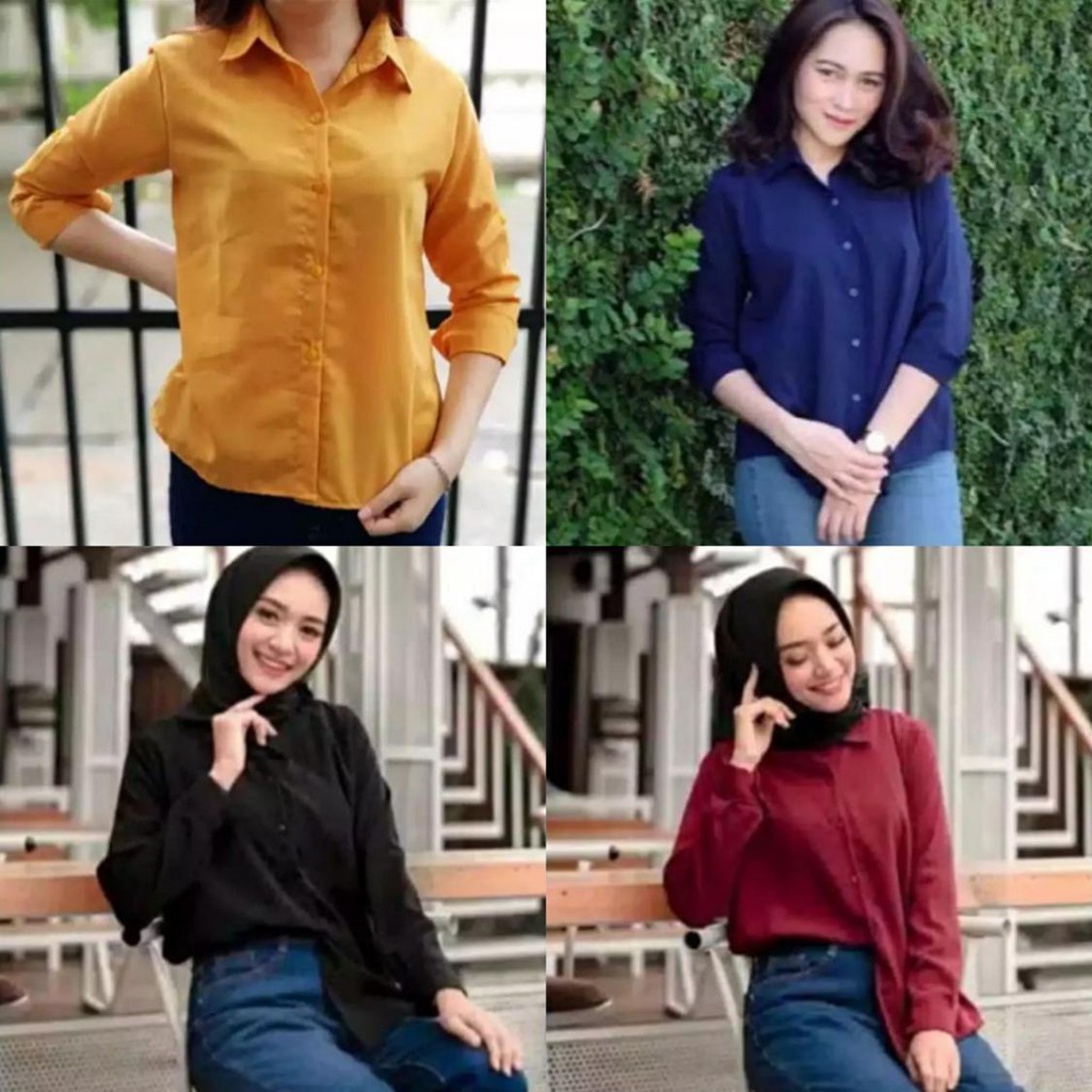 KEMEJA BASIC POLOS // KEMEJA WOLFIS // central busana-1