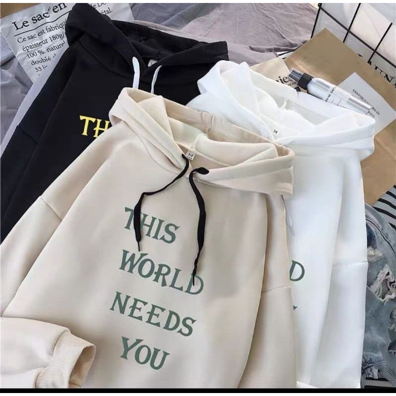 Sweater Hoodie Wanita - THIS WORLD NEED Hoodie Sweater Wanita Kekinian Sweater korea-1