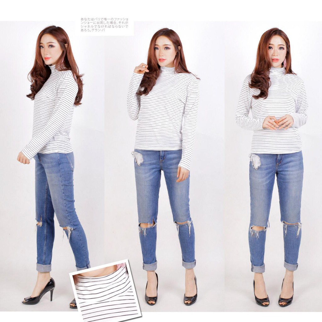 damai fashion jakarta - baju atasan kaos turtle neck MARIANA - konveksi murah tanah abang