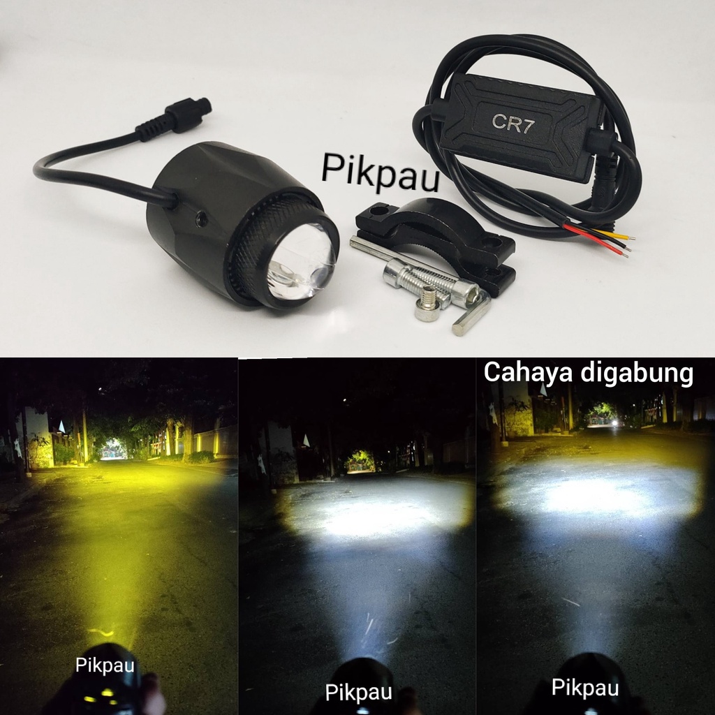 Lampu tembak Laser Led 2 warna Putih dan kuning  D2 D3 plus modul Full Alumunium Plus laser kipas Merk CR7