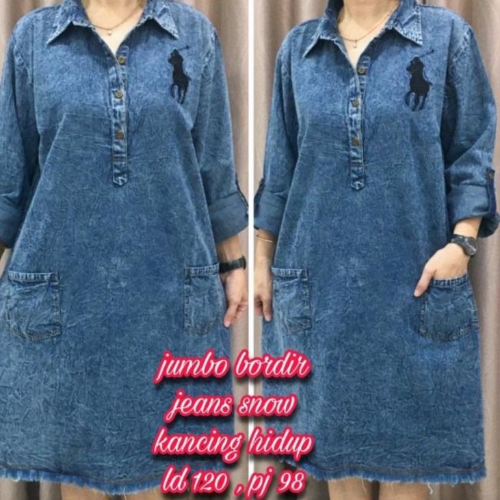 Penjualan Terbanyak.. Tunik Jeans Wanita Dewasa Terbaru 2022 Kekinian Import Harga Murah Model Jumbo