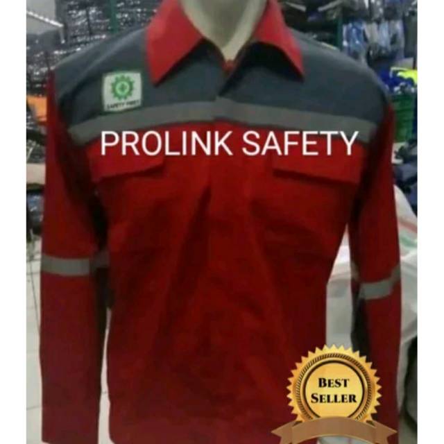 SERAGAM BAJU SAFETY ABU MERAH RESLETING