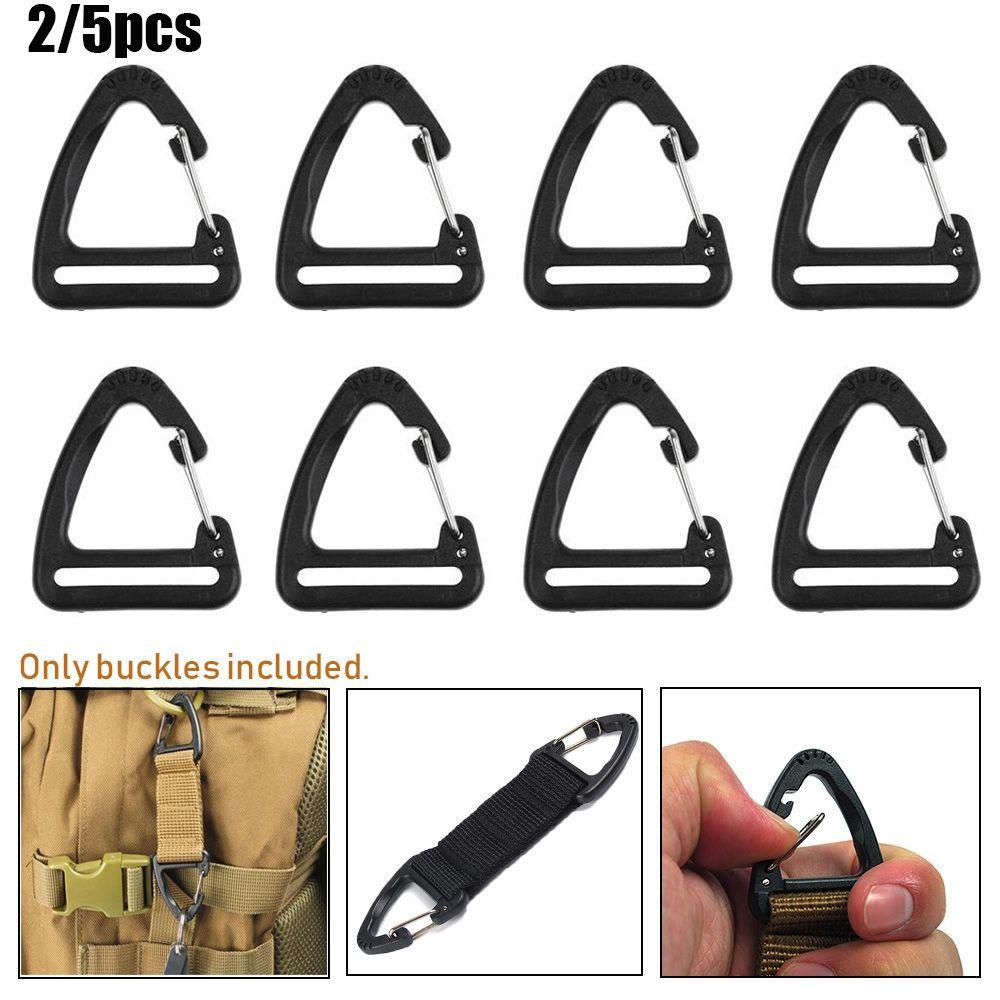 CHOOKYY 2/5pcs Triangle Carabiner Black Plastic Alloy Outdoor Tool Keychain Belt Buckles