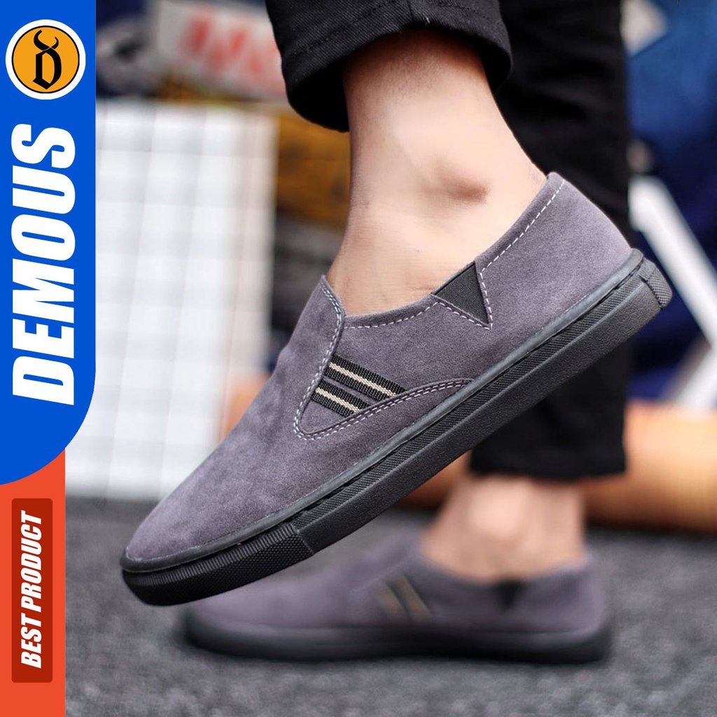 DEMOUS Ainz - Sepatu Slip On Pria Casual