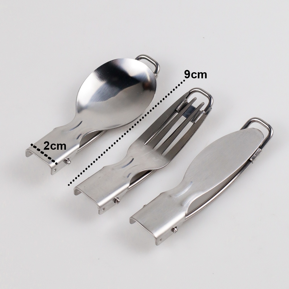 SENDOK GARPU LIPAT STAINLESS STEEL TRAVEL SET PORTABLE PISAU ALAT MAKAN