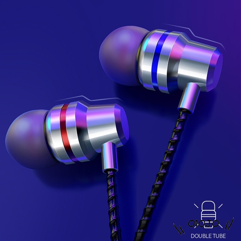 Super Bass Metal Headset Bass Stereo Earphone Headphone Kabel Dengan Mic Telepon Universal - ol