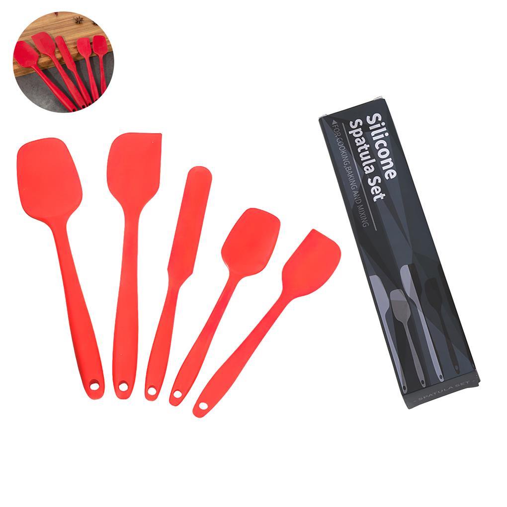 (house2020) 5pcs / Set Spatula Multifungsi Bahan Silikon Tahan Panas Anti Lengket Mudah Dibersihkan Untuk Baking