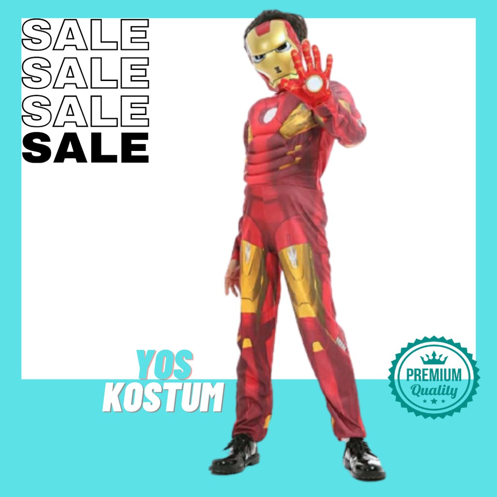 Kostum Anak Iron Man Import Busa Otot Baju Karakter Superhero Costume Cosplay Ultah Impor