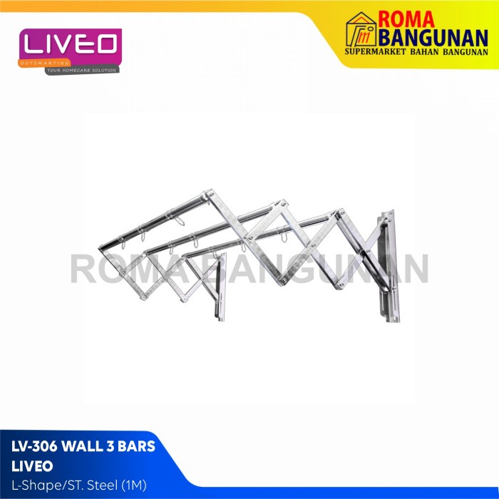 Liveo Jemuran Dinding / Wall Hanger 3 Bar L Shape LV 306 / LV306