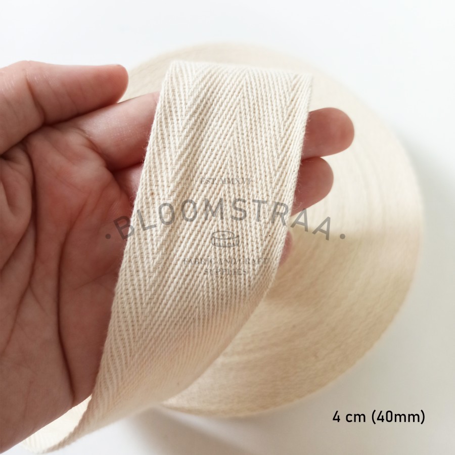 Roll Twilltape Katun 4cm 40mm Broken White Cotton Twill Tape Pelipit