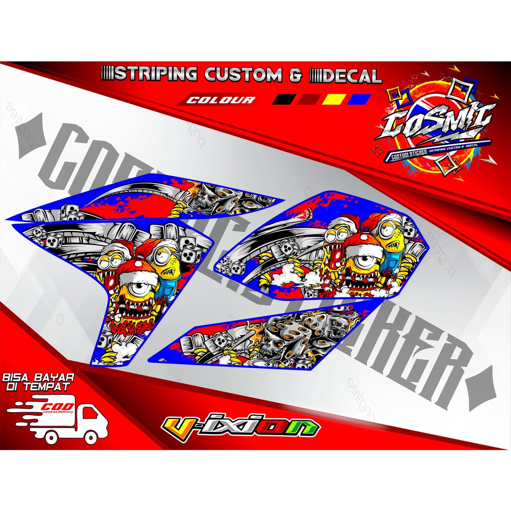 STRIPING NEW VIXION LIGHTNING STIKER HEREX DECAL VARIASI STICKER MINION ZOMBIE MOTOR NVL 23
