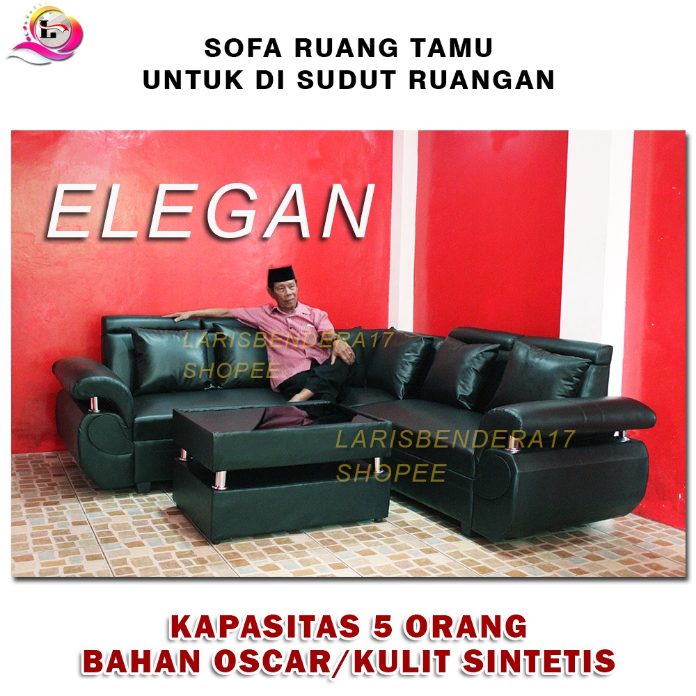 Jual Sofa L Sudut Glamour Plus Meja Kain Oscar/Kulit Anti Air