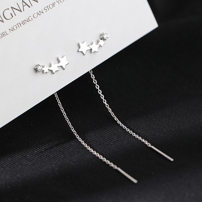 【COD】Anting Rantai Panjang Rumbai Bentuk Bintang Untuk Wanita Anting Rantai Panjang Desain Bintang Bahan Sterling Silver / Gold Untuk Wanita