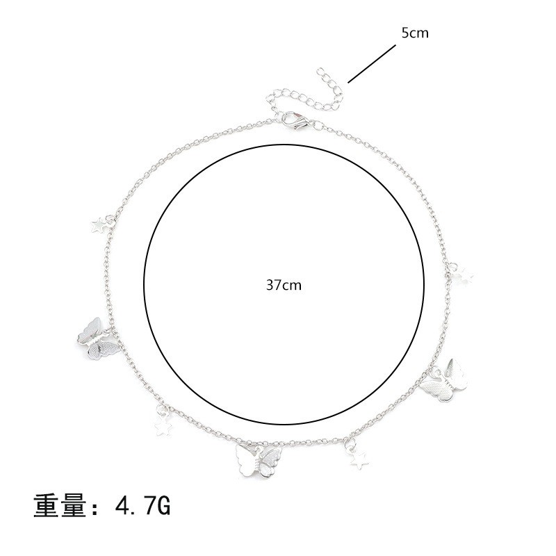 Kalung Rantai Klavikula Desain Kupu-Kupu Bintang Hati sequin Gaya Korea Untuk Wanita