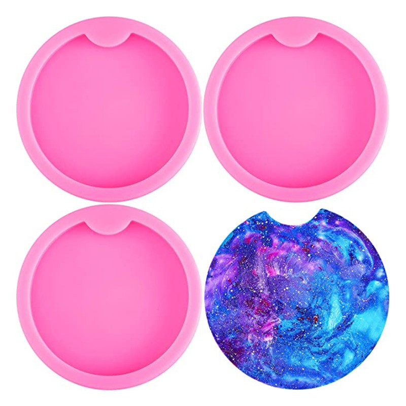 Glitter Resin Mold Round Coaster Epoxy Molds Resin Casting Molds for Craft Making Agate Slice Coasters Cup Mats