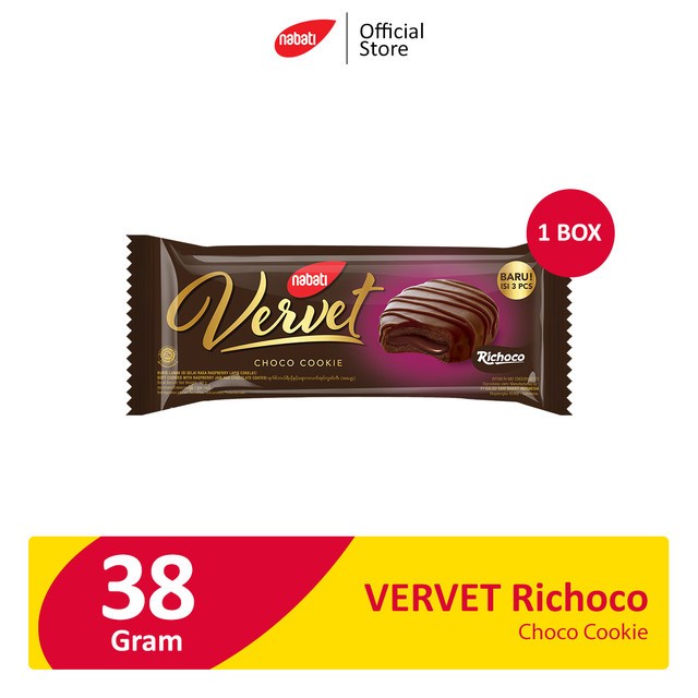 Snack Cemilan VERVET Richoco Choco Cookie 38g [1 Box]