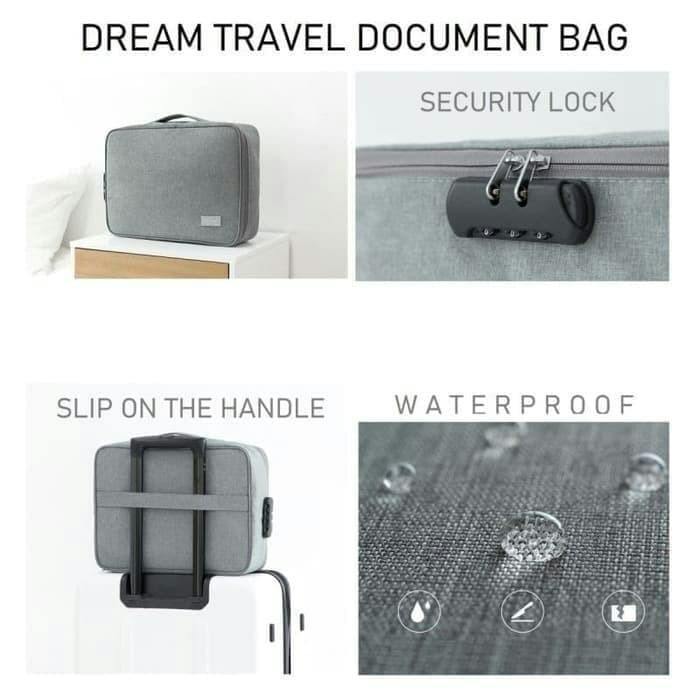 Tas Dokumen [LOCKIT] Anti Air dgn 3 Angka Kunci / Travel Document Bag 3 Digit Security Lock